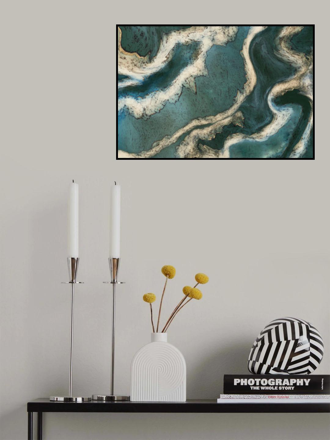 Alcohol Ink Green Gold Poster och Canvastavla