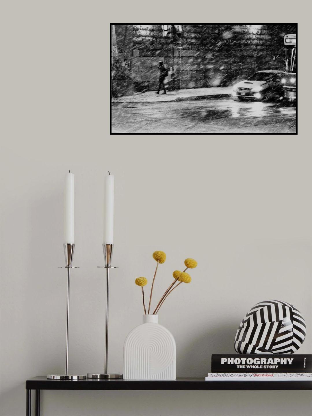 Snowing street Poster och Canvastavla