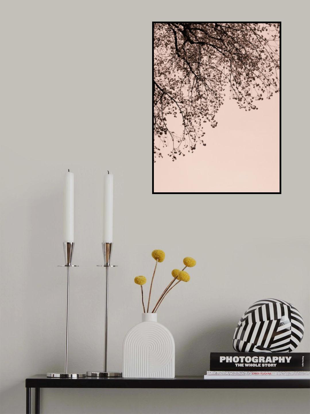 Branches against the sky - Pink Poster och Canvastavla