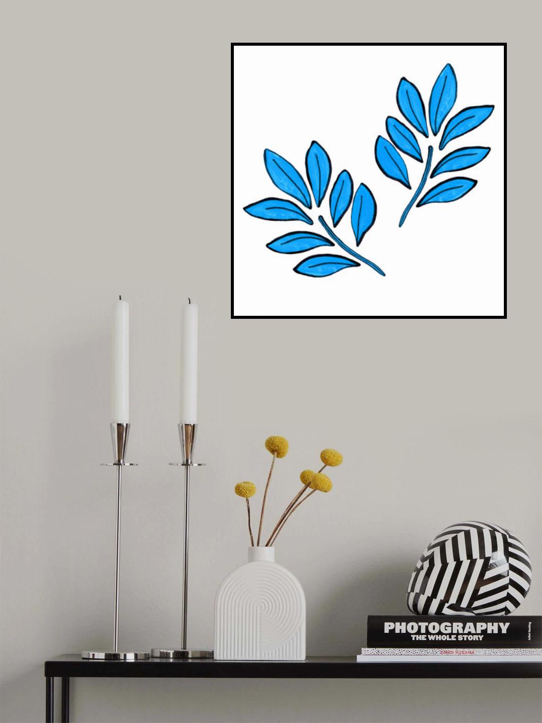 Lushy Leaves 2 Blue Poster och Canvastavla