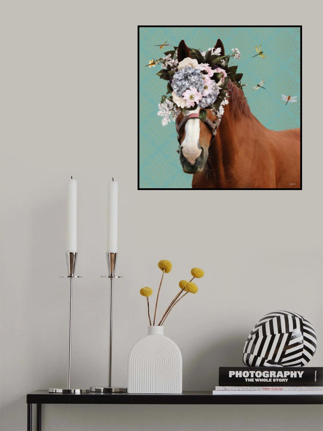 Spring Flower Bonnet On Horse Poster och Canvastavla