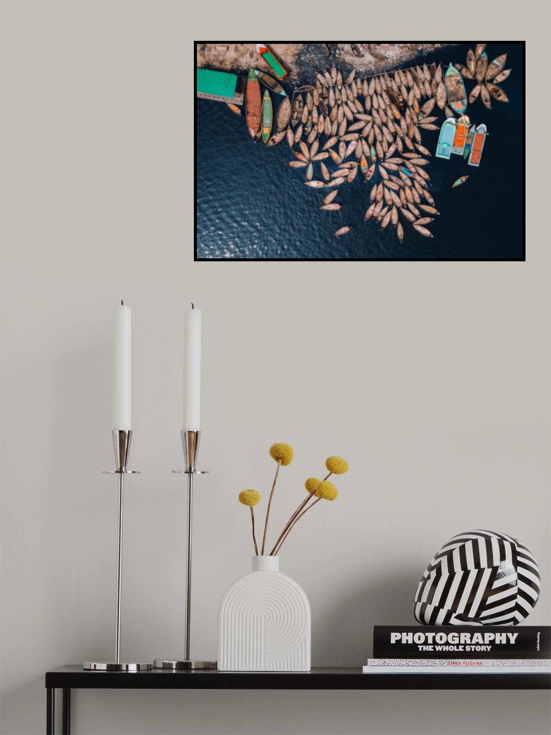 Colorful parked boats Poster och Canvastavla