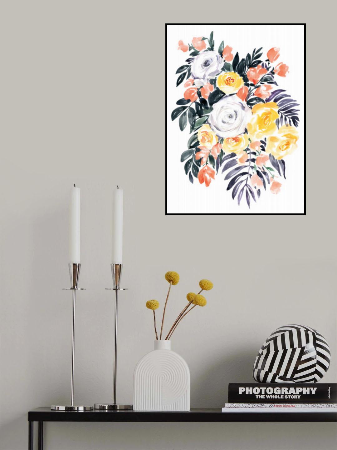 Harriet bouquet in coral Poster och Canvastavla