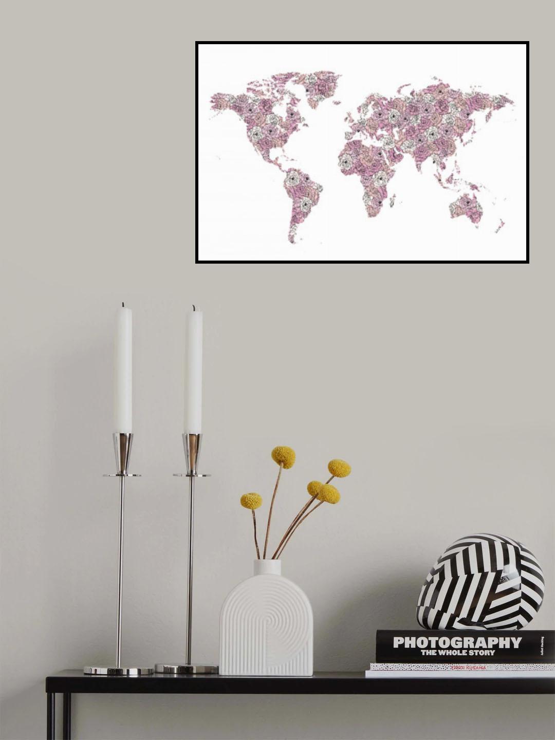 Peony Map Poster och Canvastavla