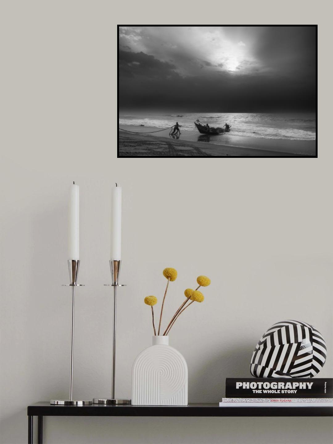 Dawn at Mahabalipuram Coast Poster och Canvastavla