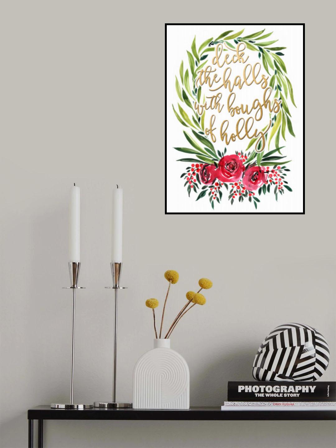 Floral wreath deck the halls Poster och Canvastavla