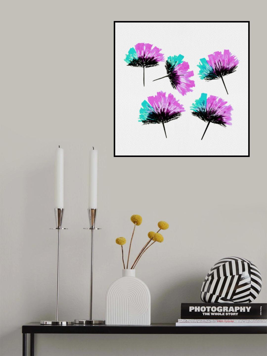 Feathery Flower Mint Lavender Poster och Canvastavla