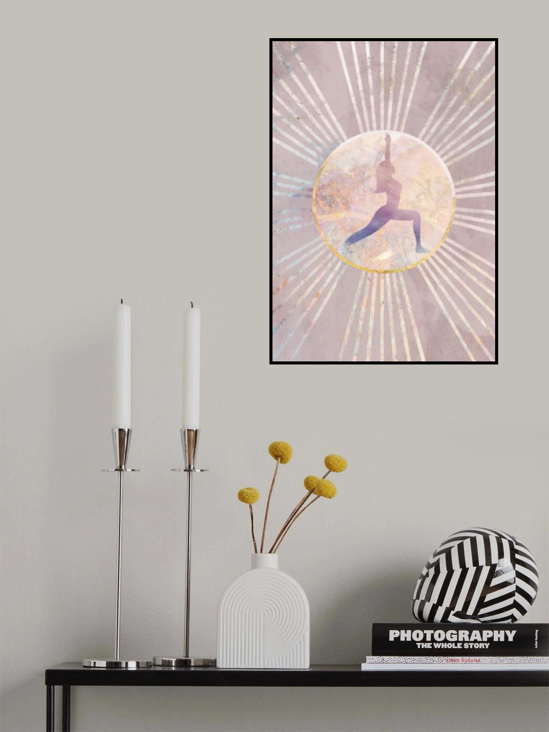 Pink Yoga Sun Rays Poster och Canvastavla