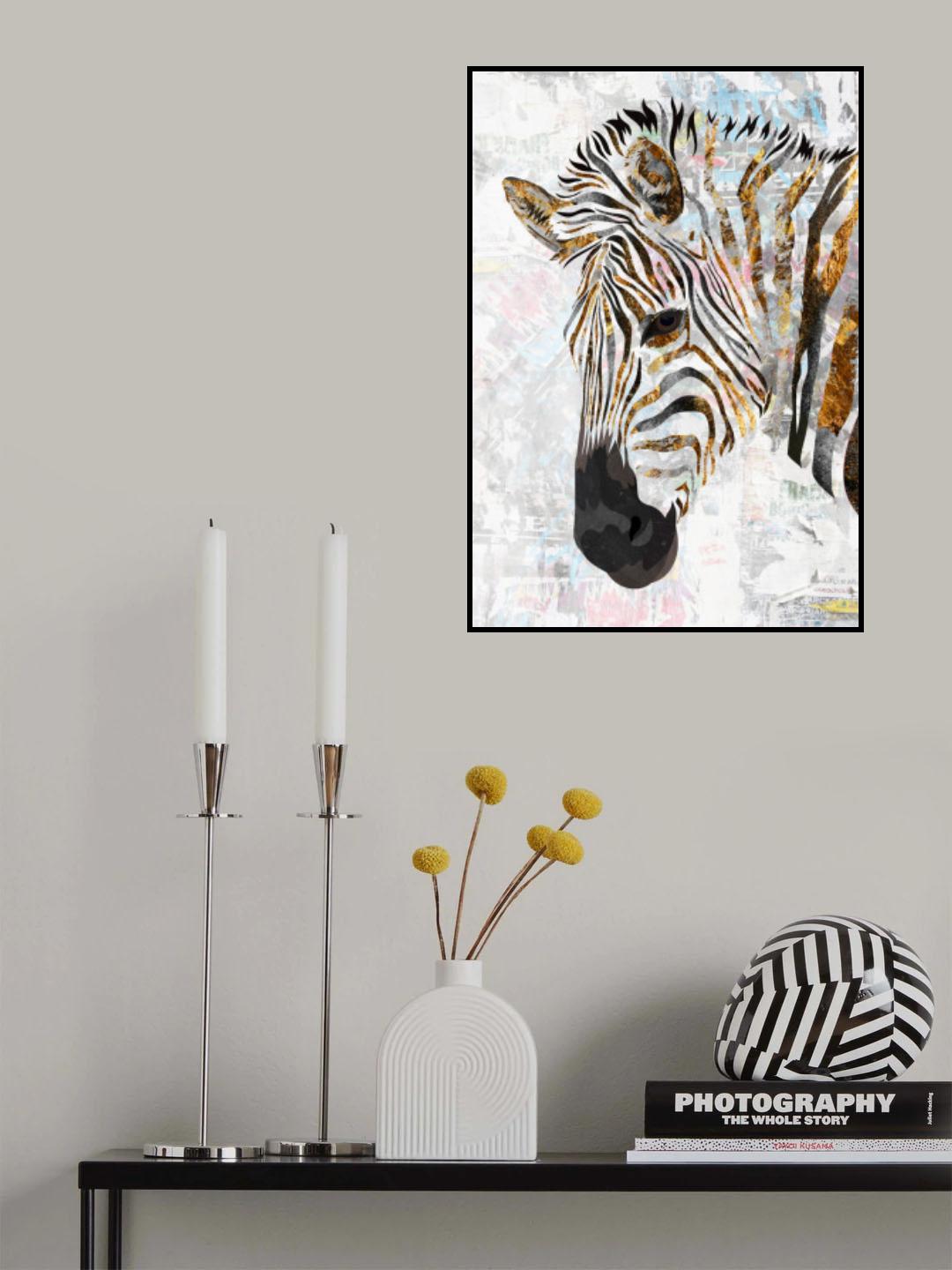 Grunge gold zebra Poster och Canvastavla