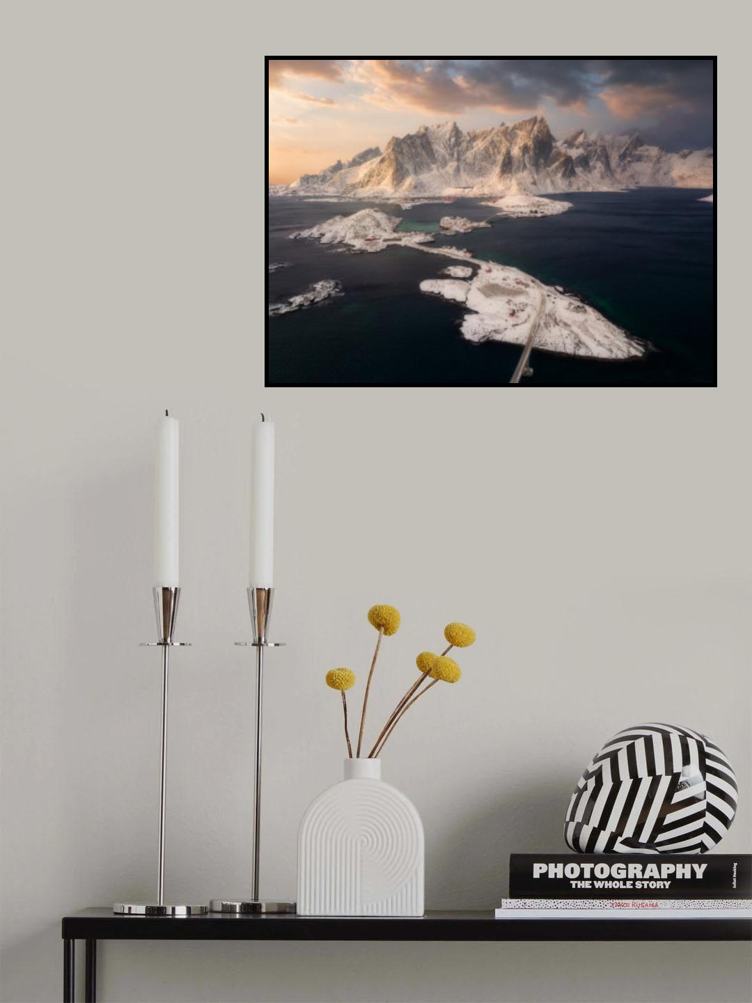 Misty Sunset at Lofoten Poster och Canvastavla