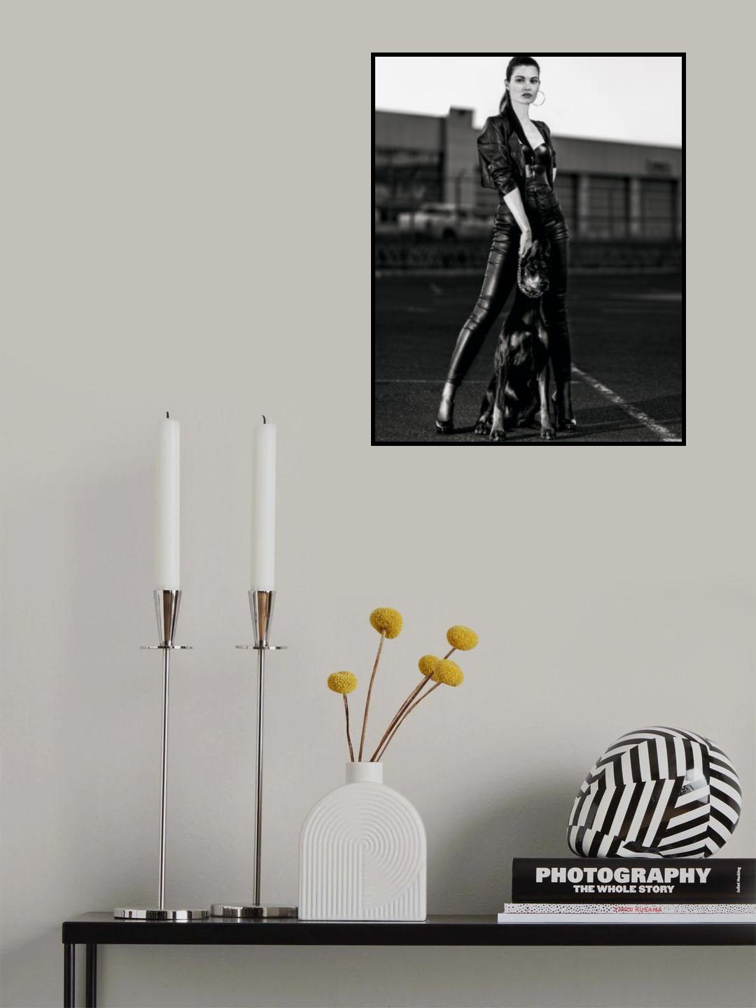Daniela and Alma the Doberman BW Poster och Canvastavla