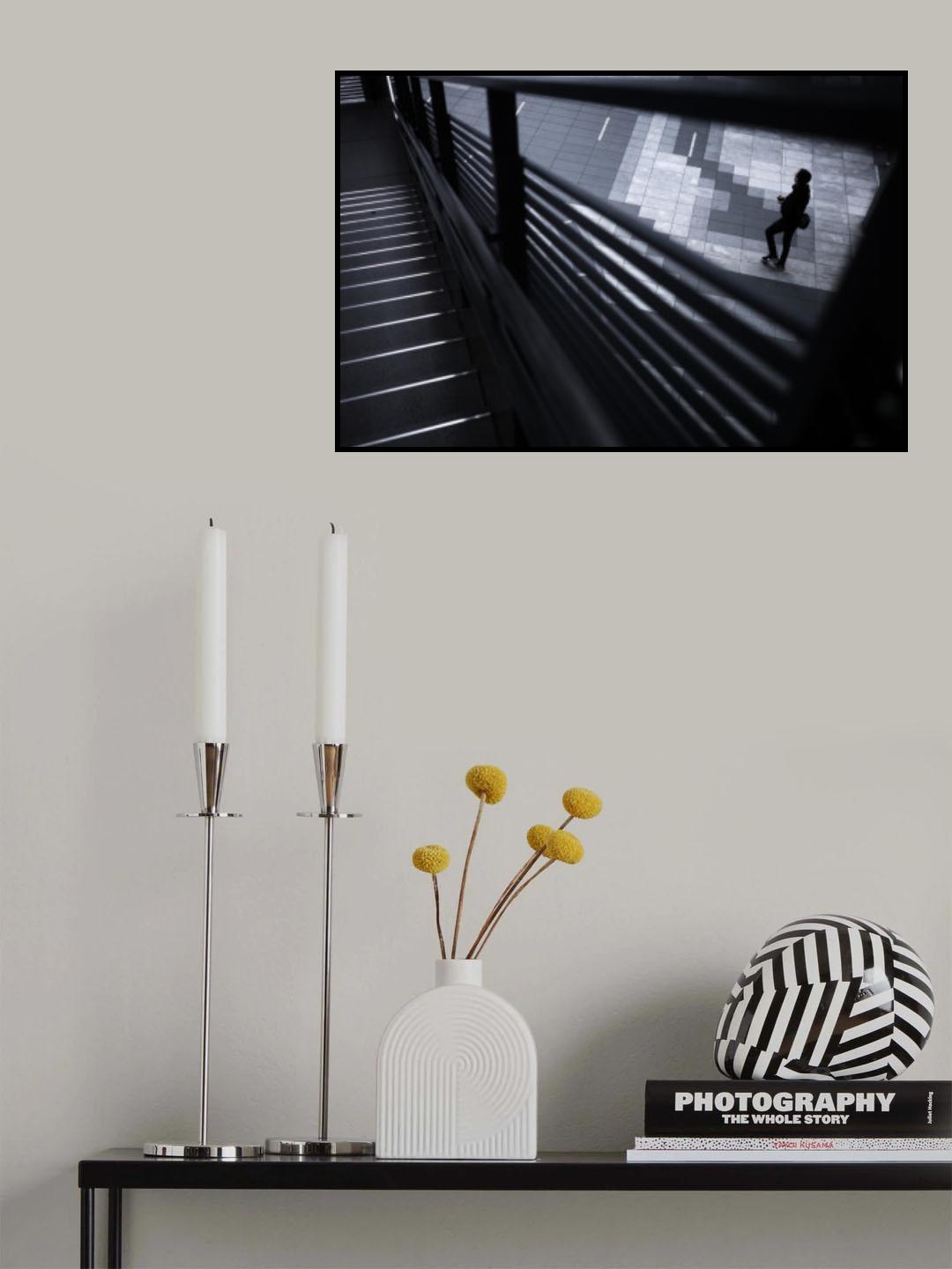 The Indigo Silhouette Through the Handrail Gap Poster och Canvastavla