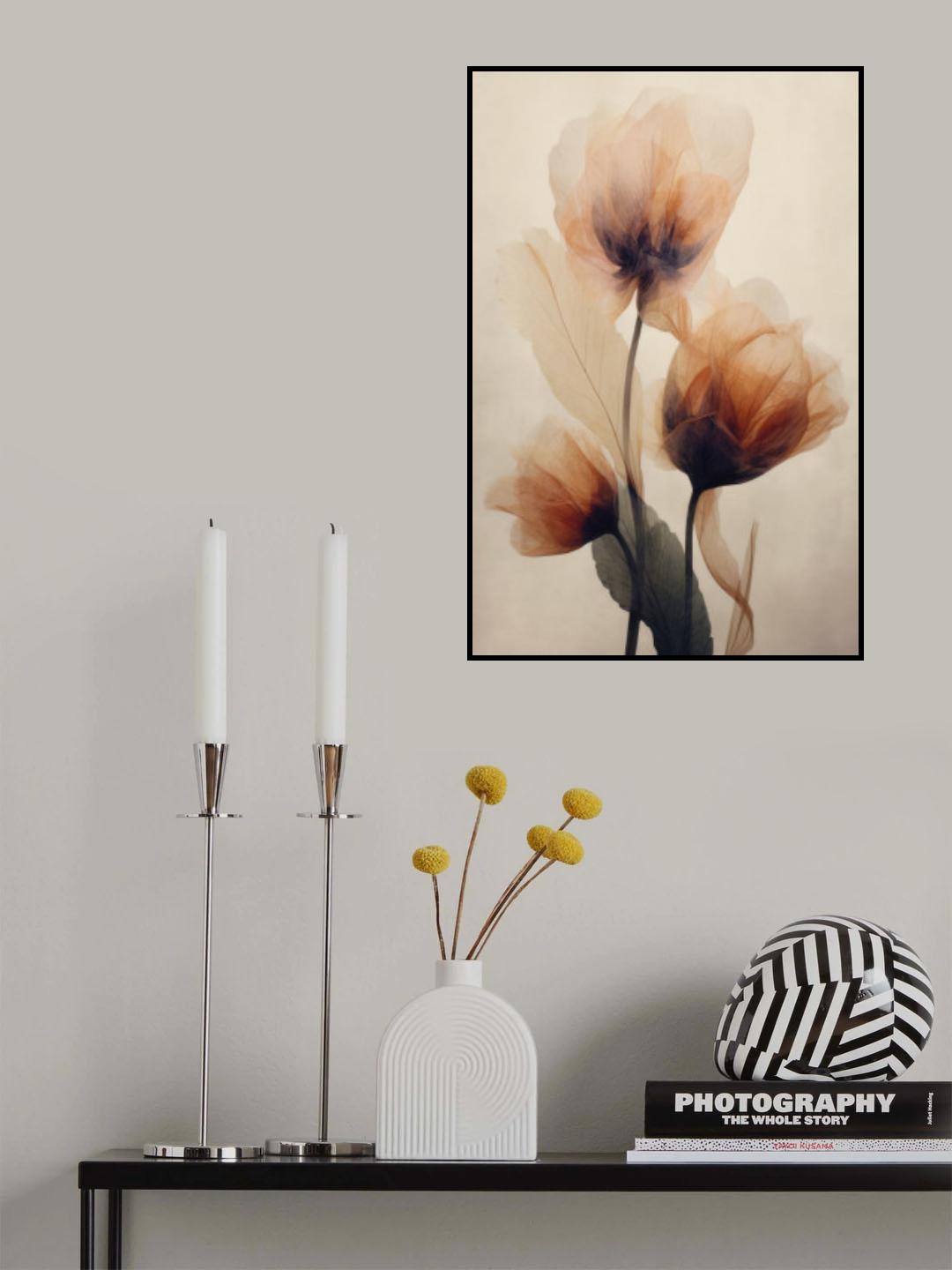 Parchment Flowers No 4 Poster och Canvastavla