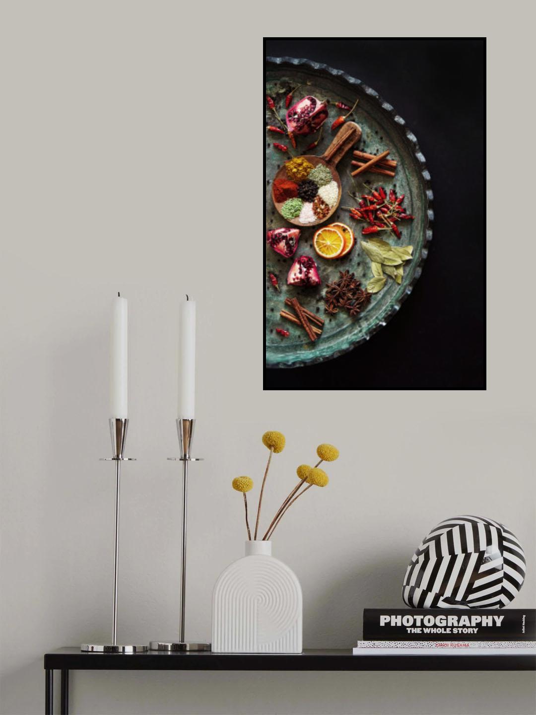 Still-life with spices, and pomegranate . Interpretation of a memory . Poster och Canvastavla