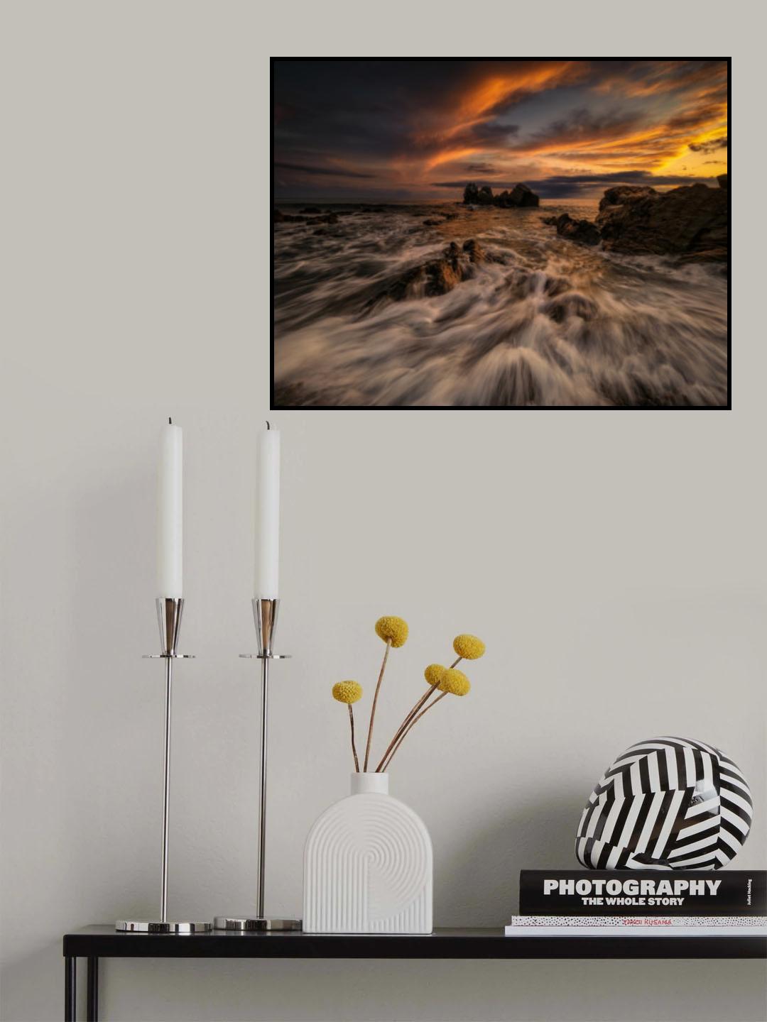 Sunset over the rocks Poster och Canvastavla