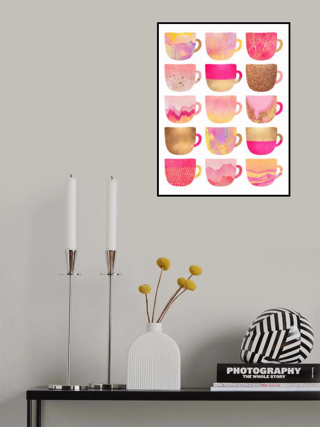 Pretty Pink Coffee Cups Poster och Canvastavla