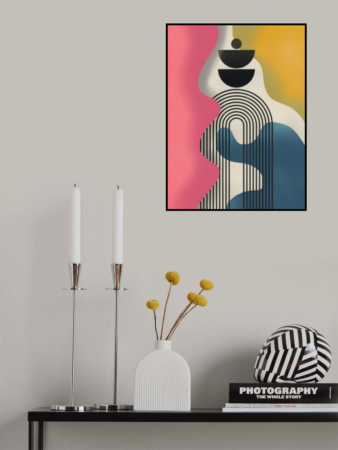 Mid Century Geometric Tricolor Poster och Canvastavla