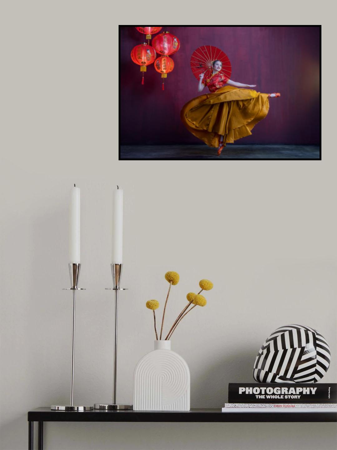 Ballerina on Chinese New Year Poster och Canvastavla