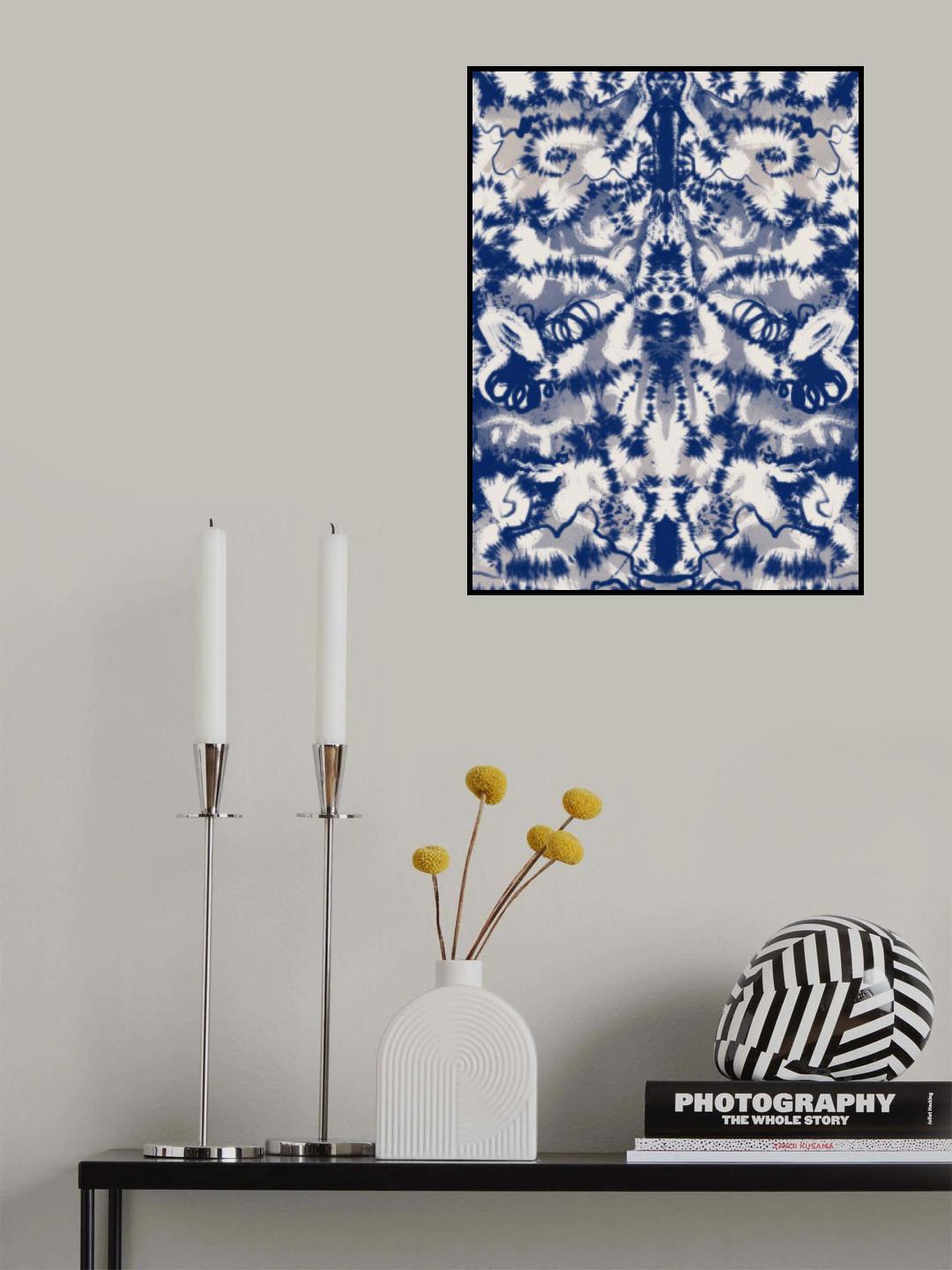 Blue Symmetry With Tie Dye Poster och Canvastavla