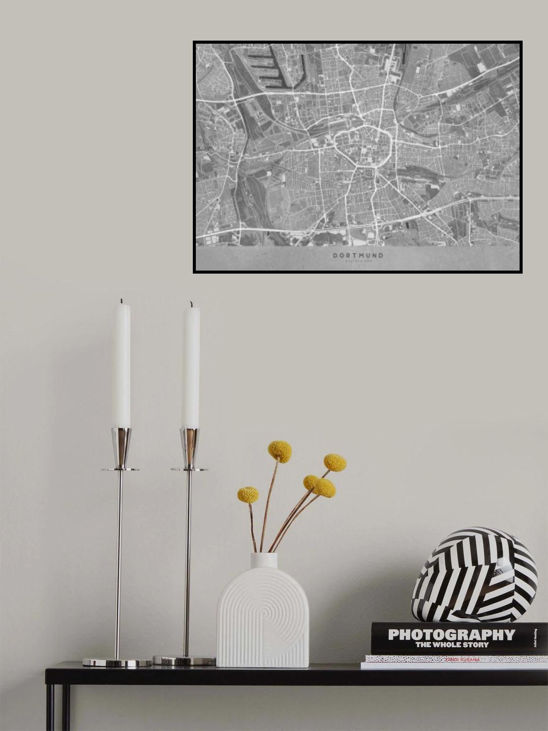 Gray vintage map of Dortmund Germany Poster och Canvastavla