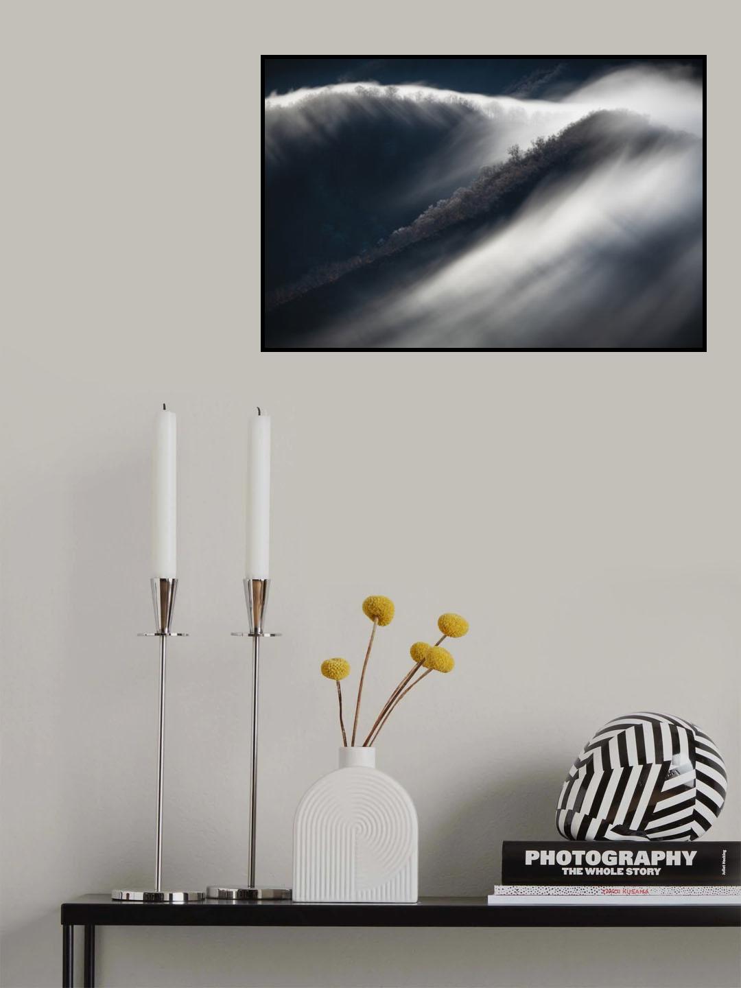 Waterfall clouds and hoarfrost Poster och Canvastavla