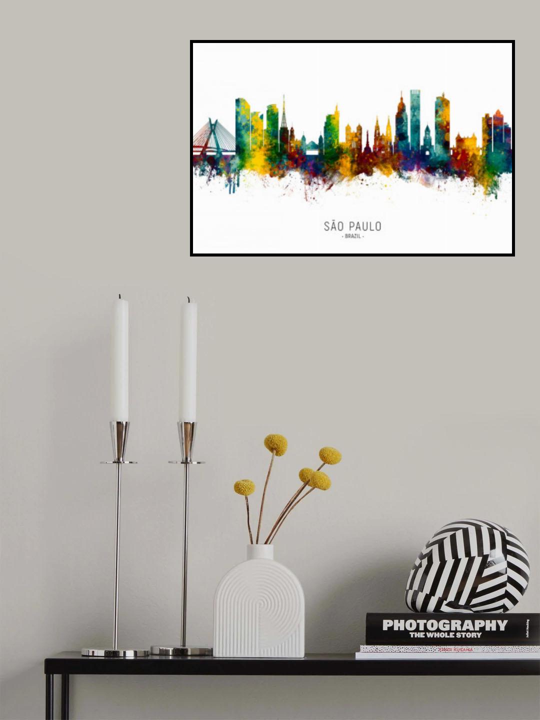 São Paulo Skyline Brazil Poster och Canvastavla