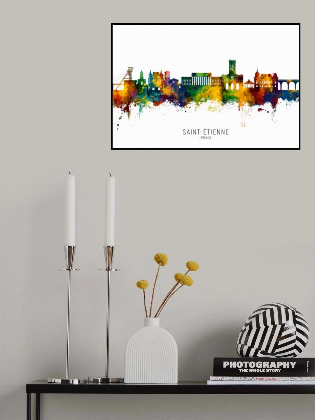 Saint-Étienne France Skyline Poster och Canvastavla