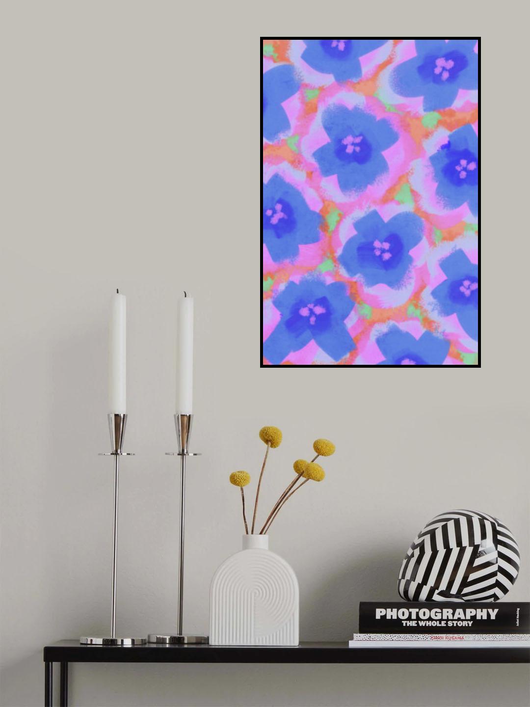 Purple Flowers Pattern Poster och Canvastavla