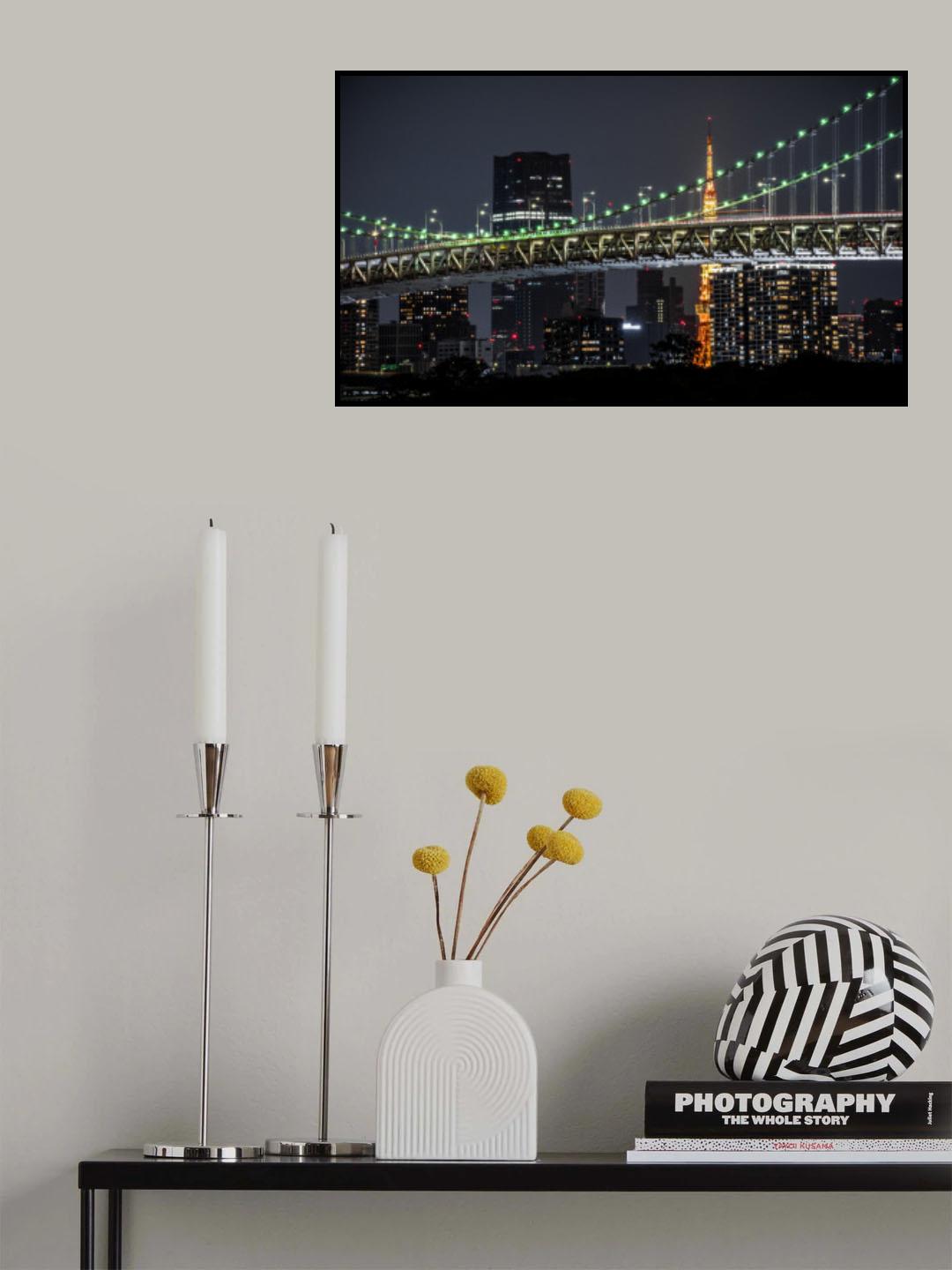 Rainbow bridge at night Poster och Canvastavla