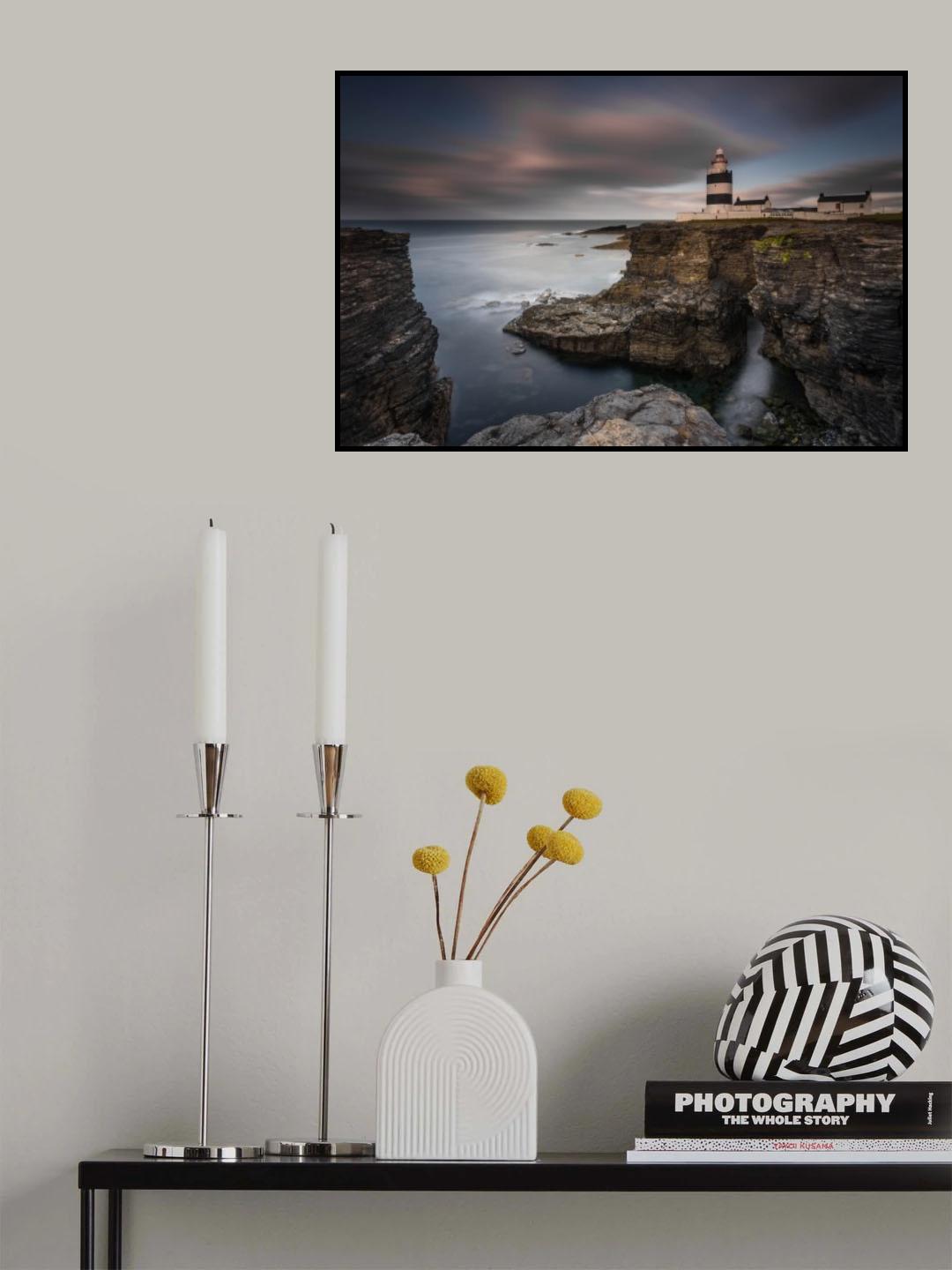 Lighthouse on Cliffs Poster och Canvastavla