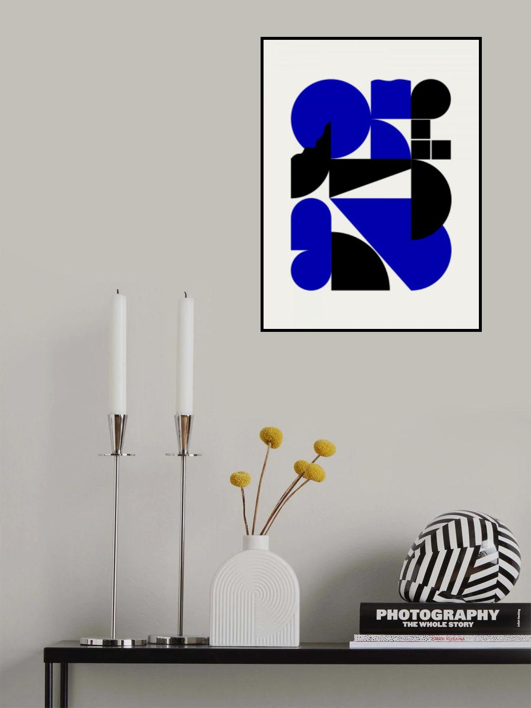 Abstract Geometrical Shapes In Blue Poster och Canvastavla