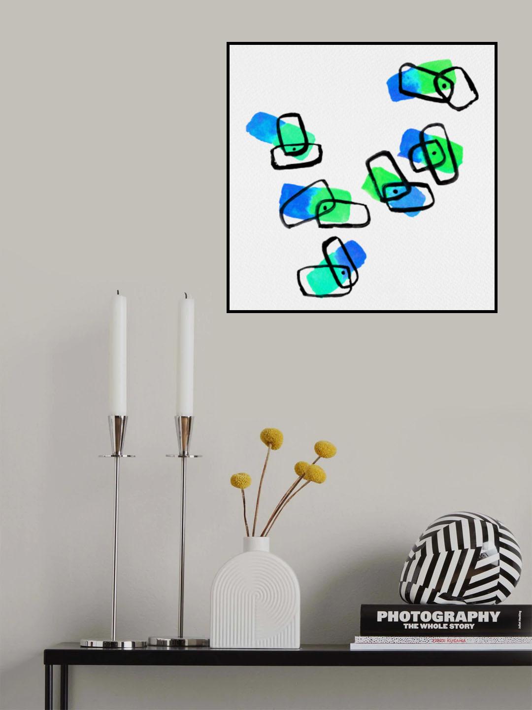 Blue Abstract Shapes Watercolor Poster och Canvastavla