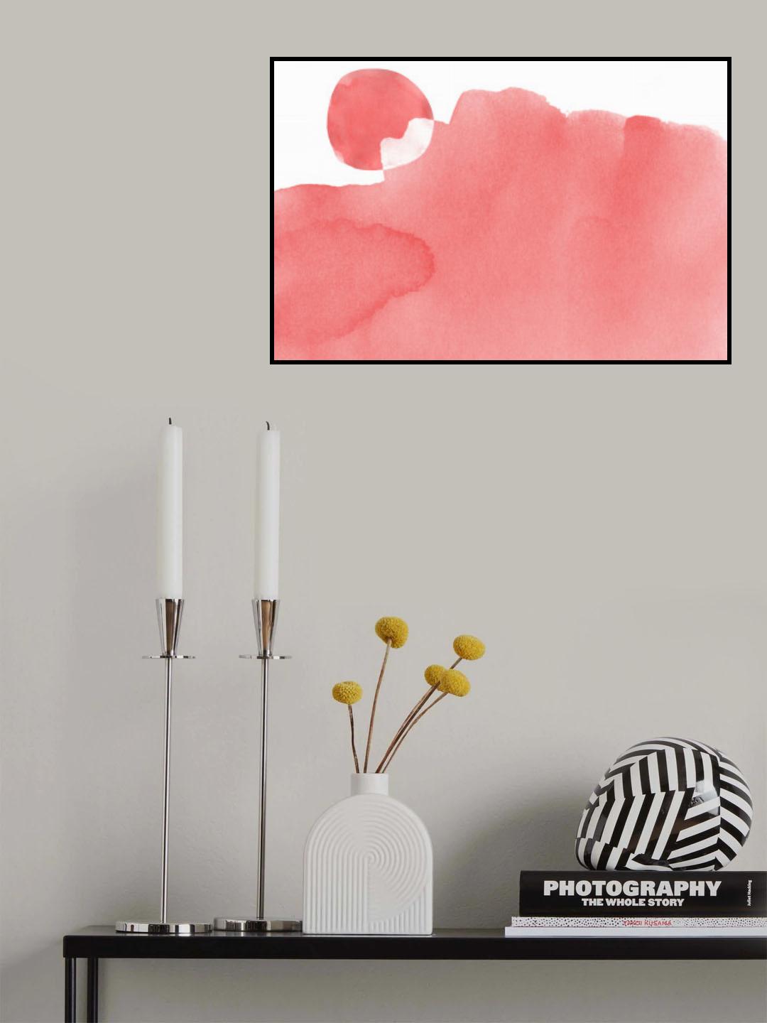 Minimal Pink Abstract 05 Mountain Poster och Canvastavla