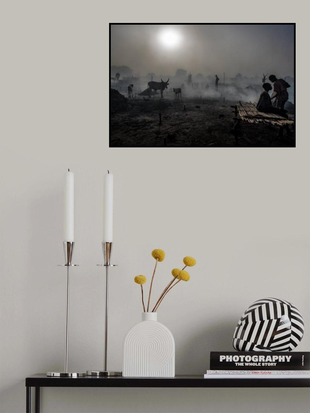In a mundari cattle camp at dusk - South Sudan Poster och Canvastavla