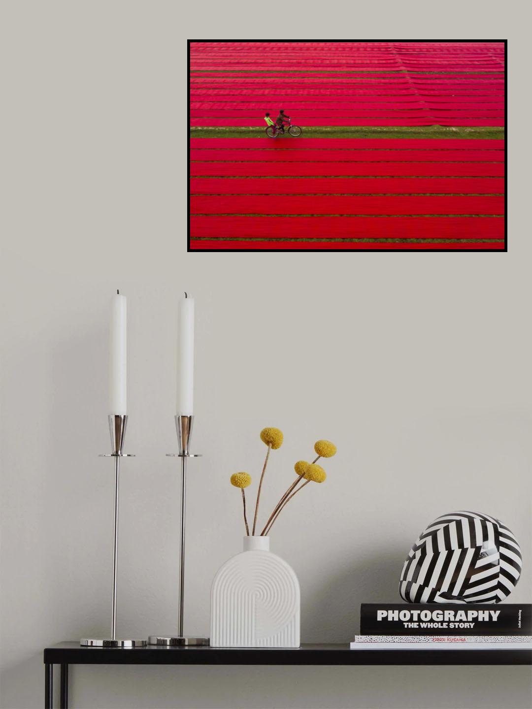 Bicycle on red cloths Poster och Canvastavla
