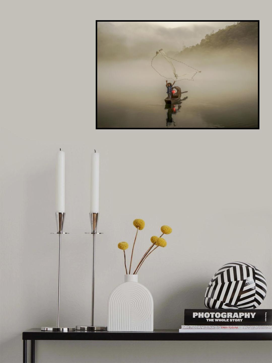 A Fisherman in the Morning Mist Poster och Canvastavla