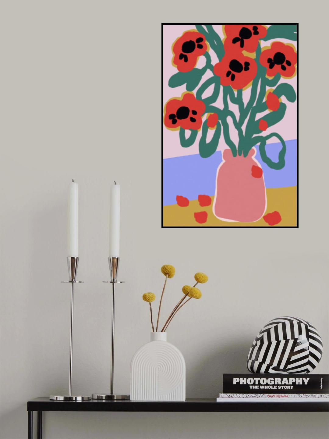 Poppy In Pink Vase Poster och Canvastavla
