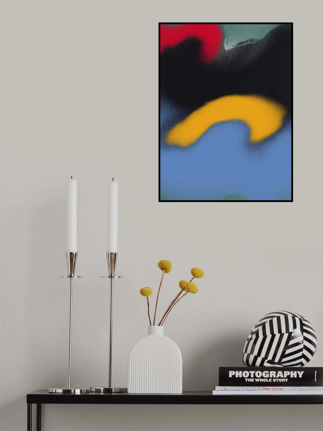 Black and Blue Abstract Liquify Poster och Canvastavla