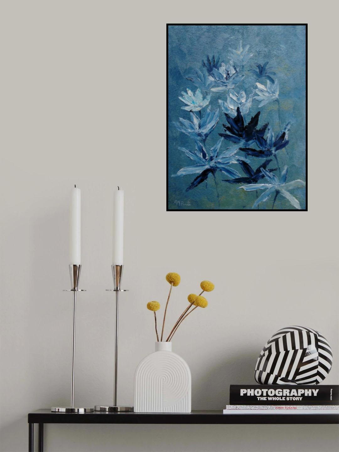 Indigo Flowers Poster och Canvastavla