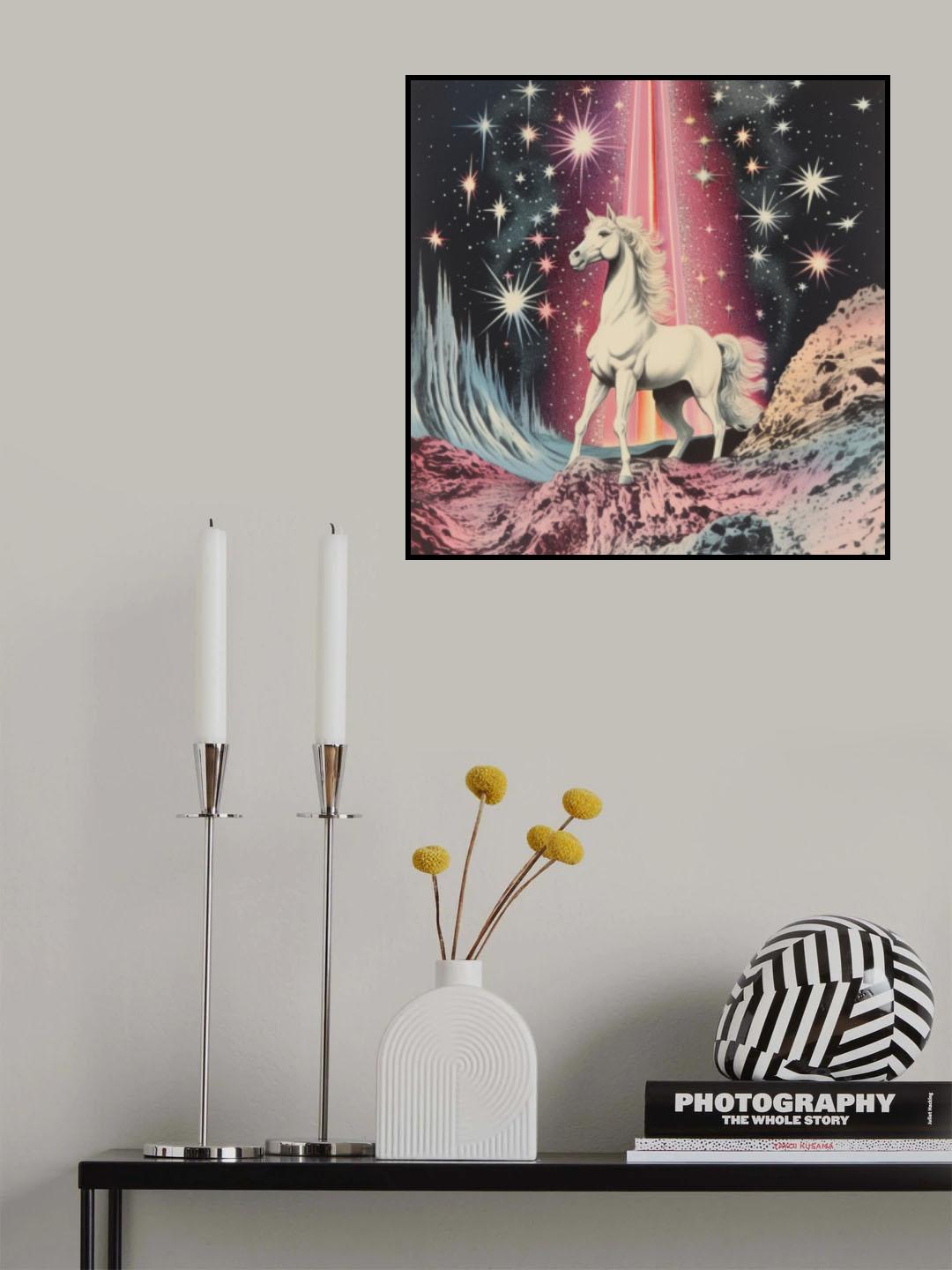 1980s Magical Horse Collage Art Poster och Canvastavla