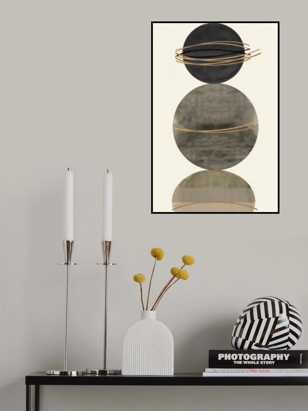 3 Grey and Gold Spheres 2 Poster och Canvastavla