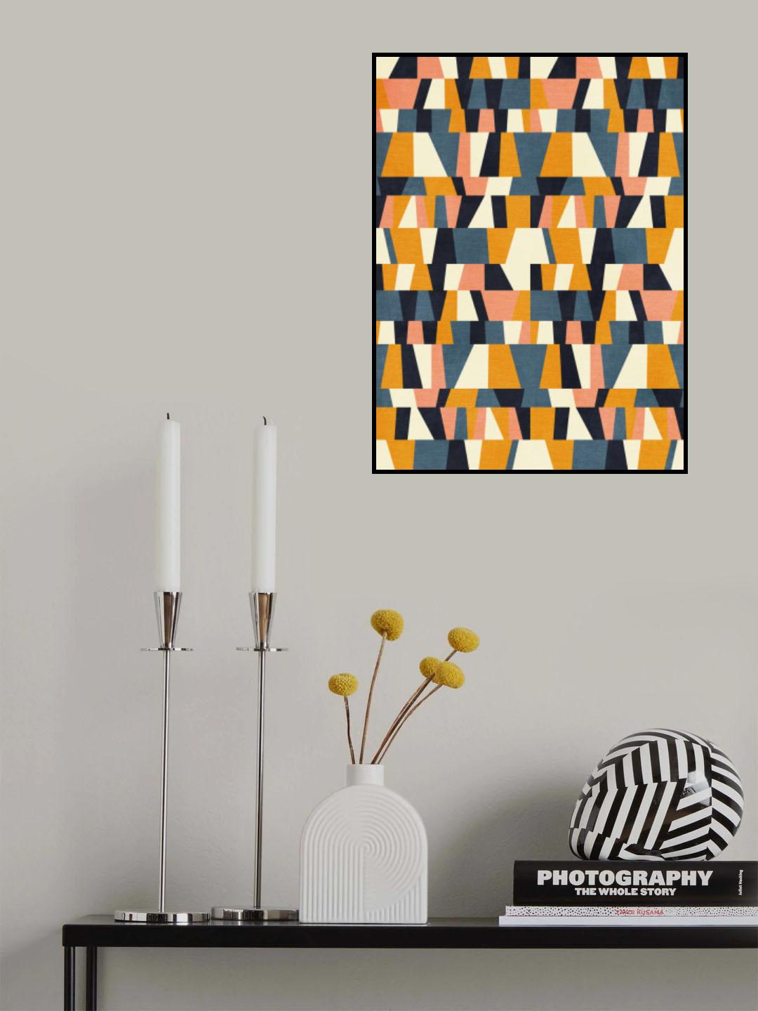 Rainbow Plus Shapes Blue Mustard14 Poster och Canvastavla