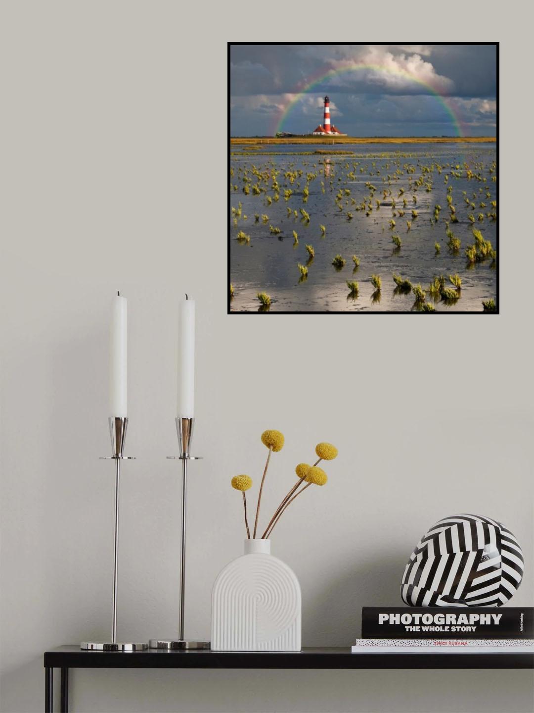 Lighthouse meets Rainbow Poster och Canvastavla