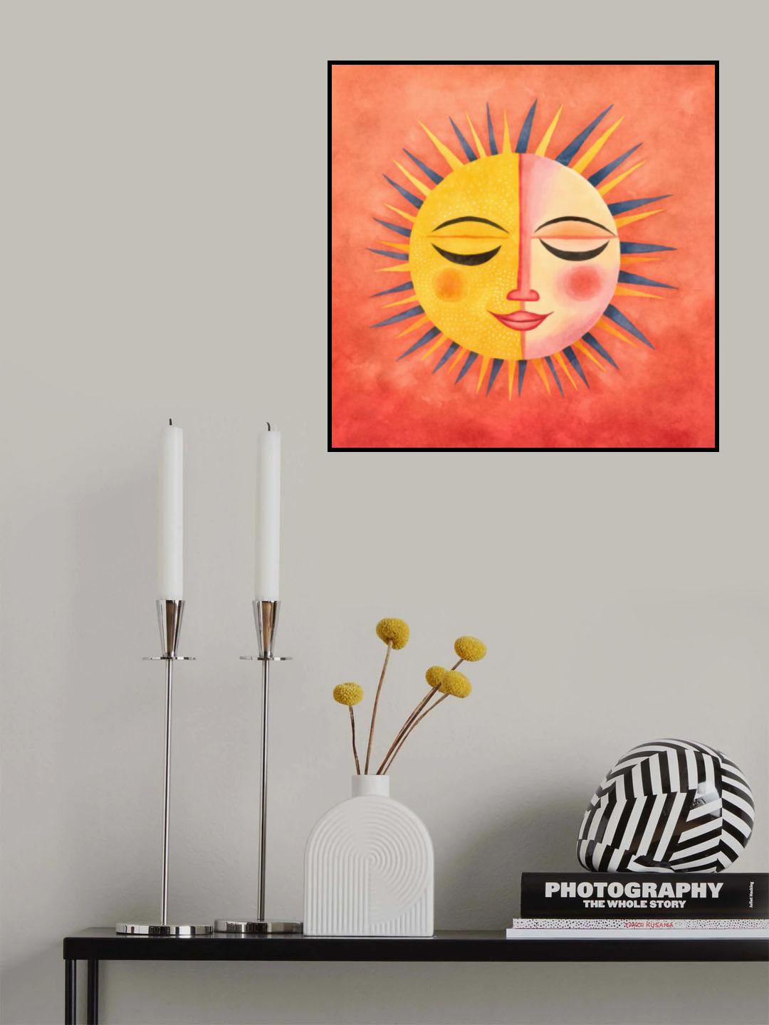Whimsical Sun Face 1 Poster och Canvastavla