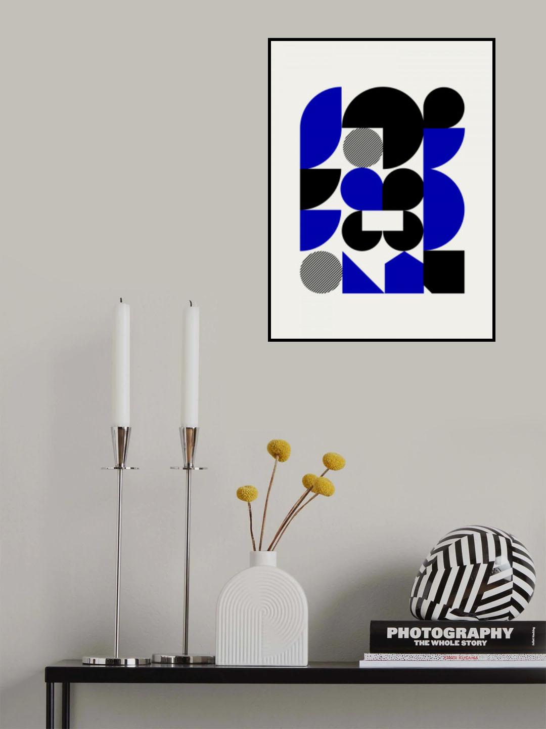 Blue and Black Geometrical Shapes Poster och Canvastavla