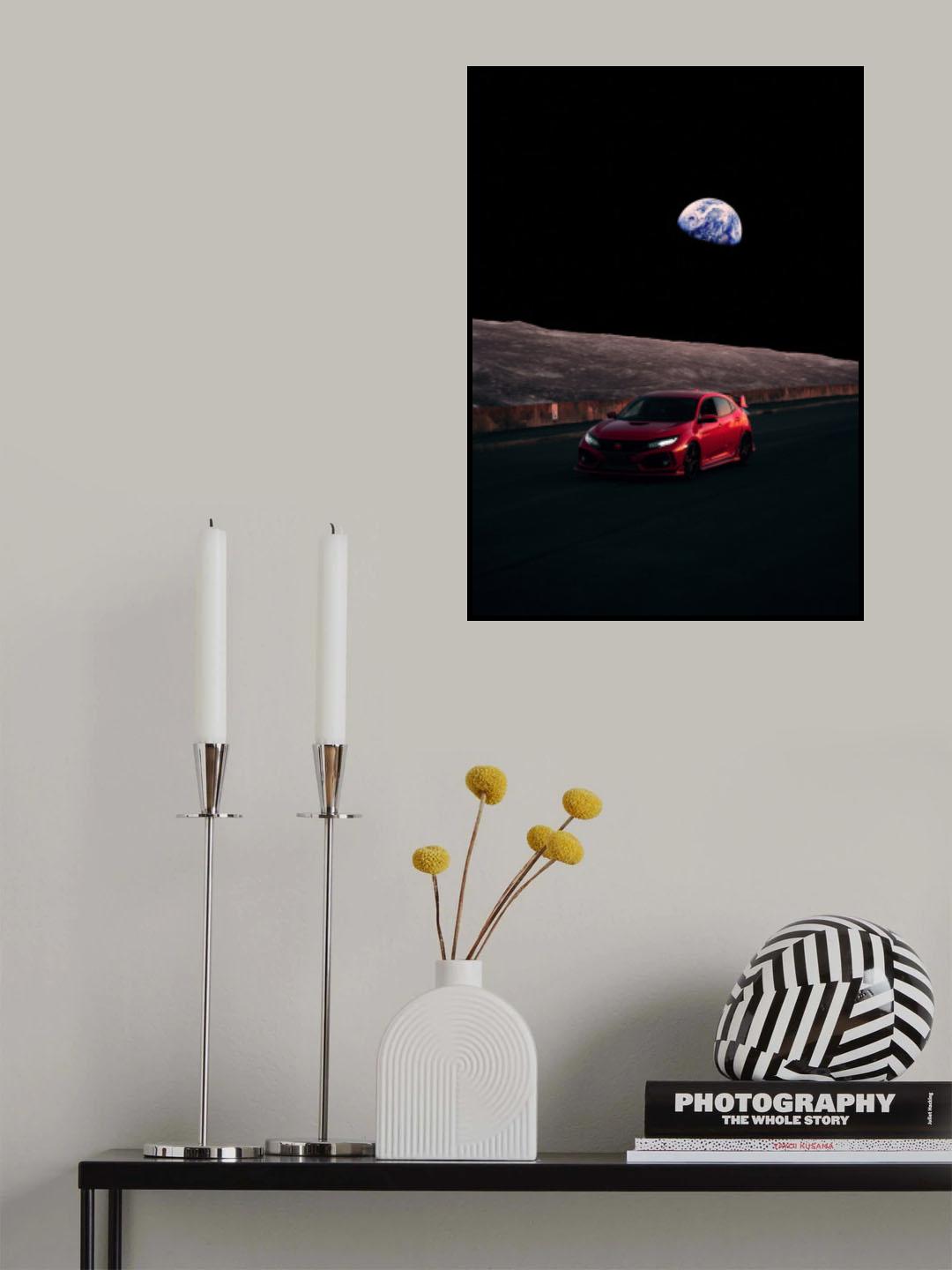 Civic Driving On Moon Poster och Canvastavla