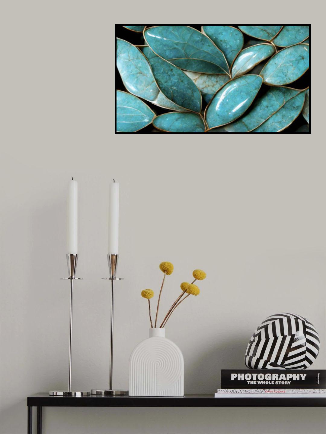 Turquoise Leafs Poster och Canvastavla