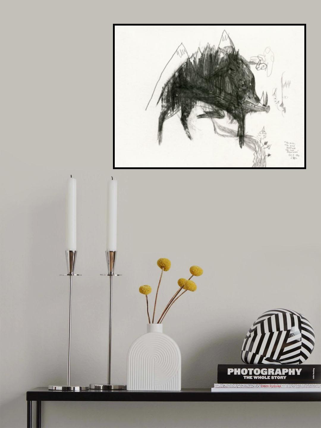 The Wild Boar, the River and the Two Mountains. Poster och Canvastavla