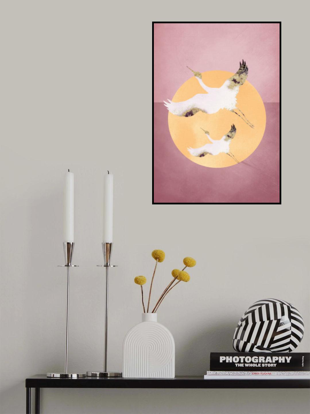 Pink Gold Crane Poster och Canvastavla