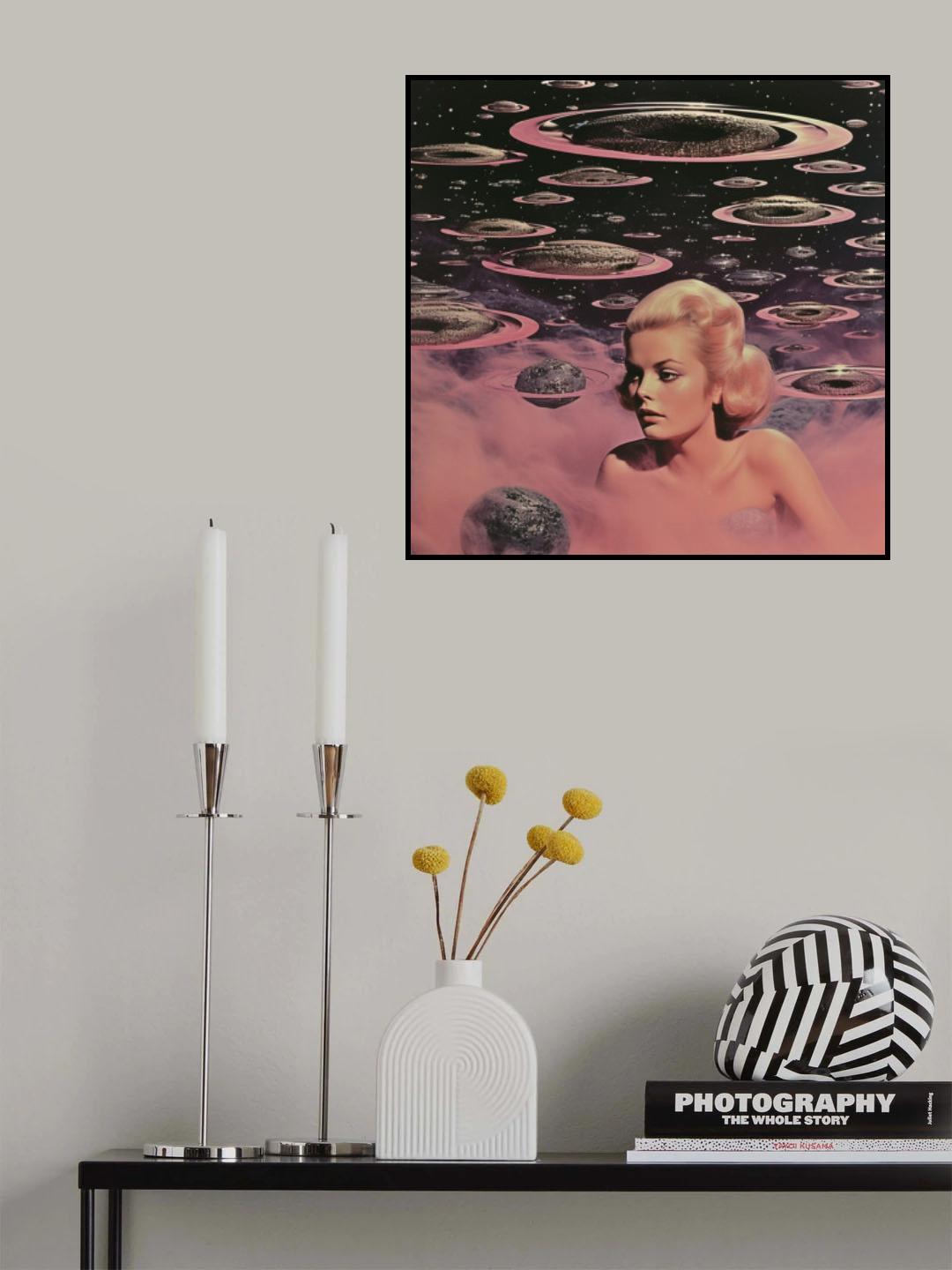 Pink Space Babe Collage Art Poster och Canvastavla